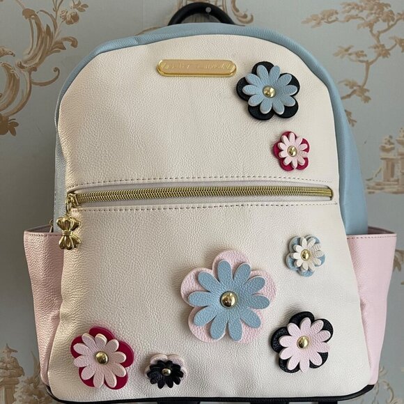 Betsey Johnson Floral Appliqué Mini Backpack Pastel Colorful Kawaii Whimsical - Picture 1 of 14